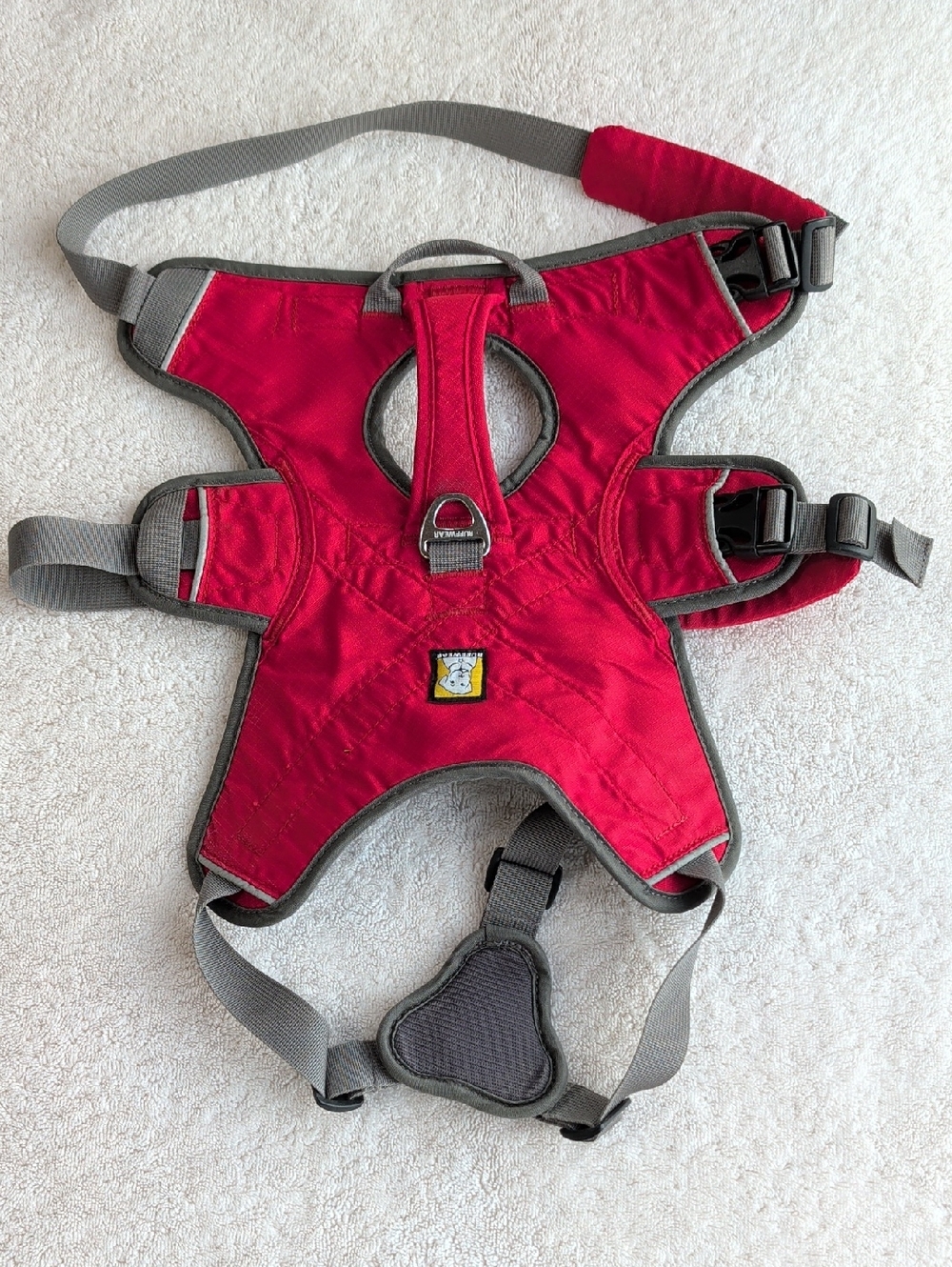 Ruffwear red dog harness with handle